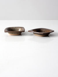 vintage studio pottery dishes pair