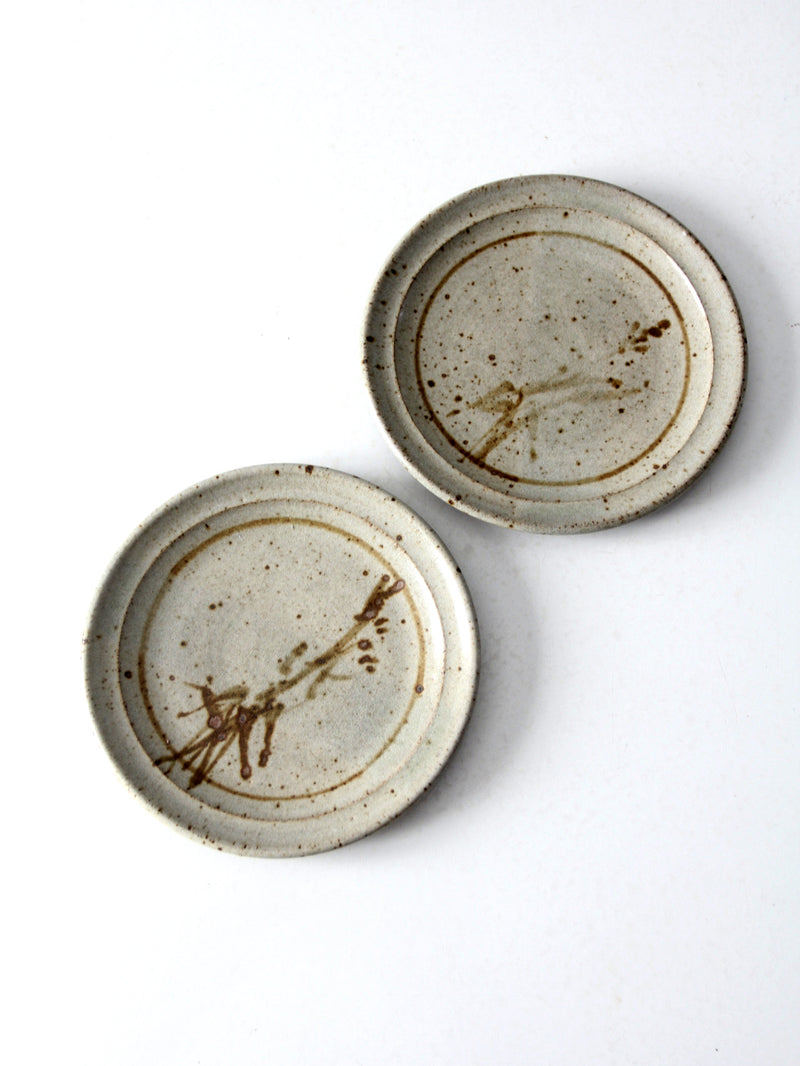 vintage studio pottery plates pair