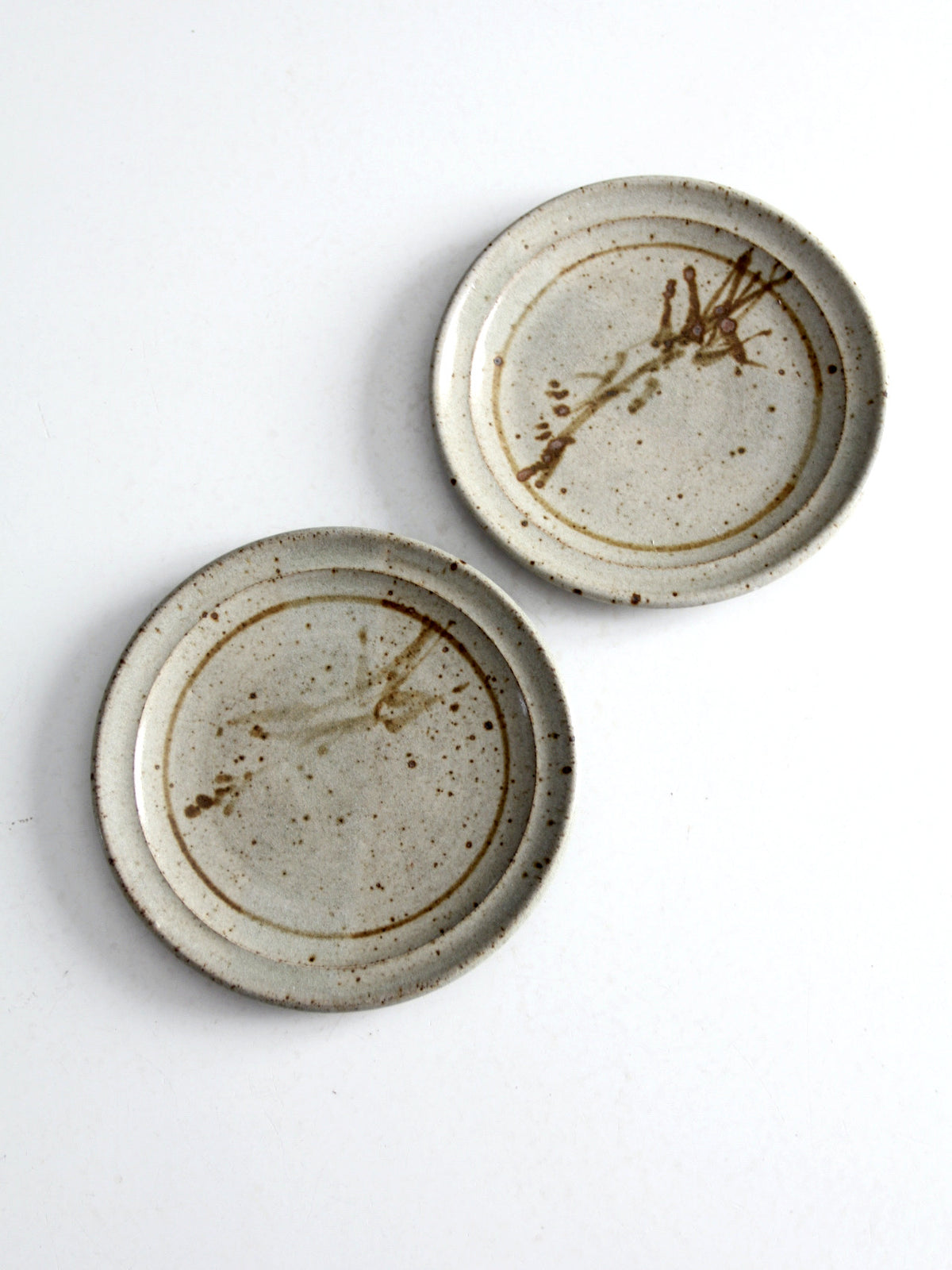 vintage studio pottery plates pair