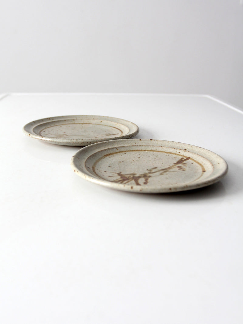 vintage studio pottery plates pair