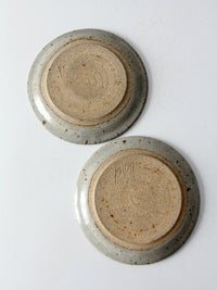 vintage studio pottery plates pair