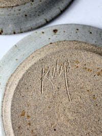 vintage studio pottery plates pair