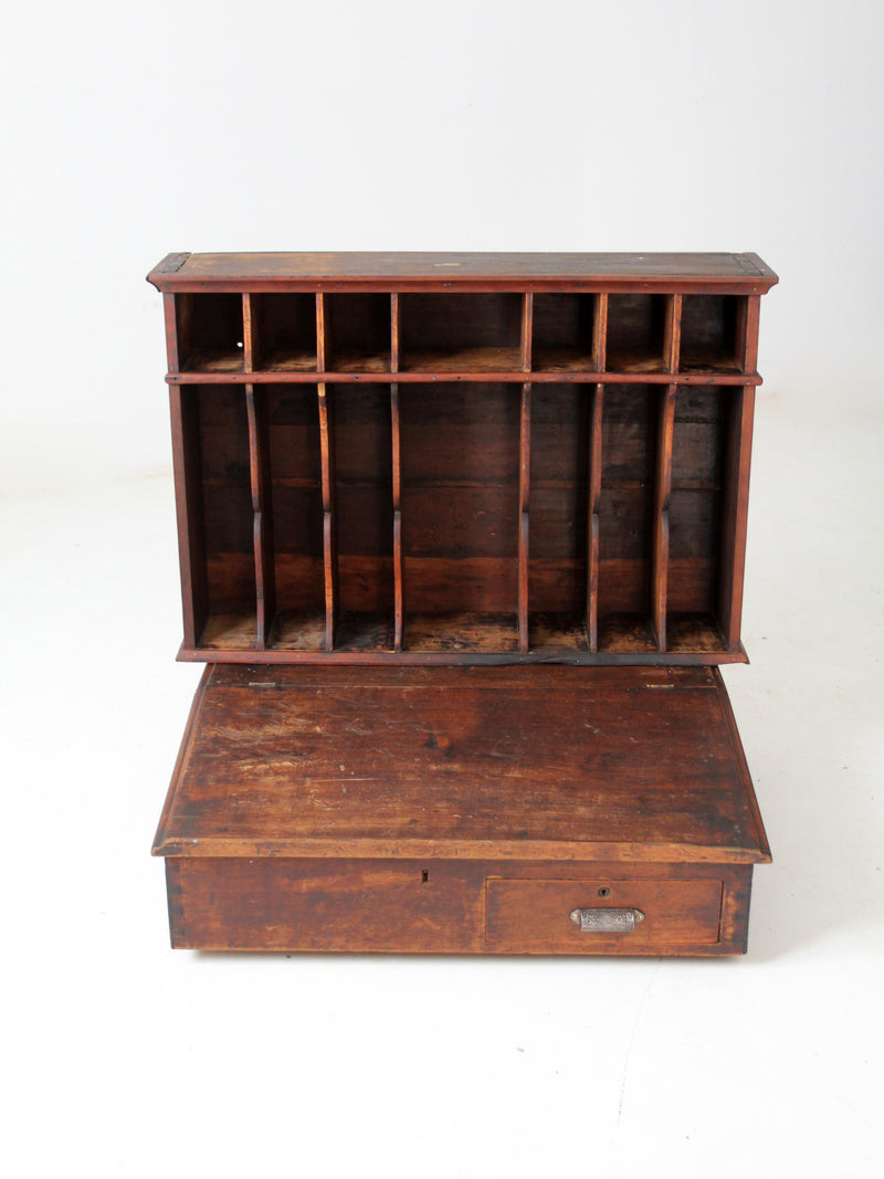 antique train station desktop drawer and file cabinet