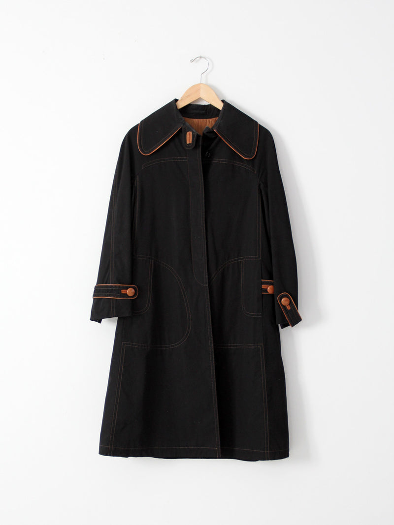 vintage Cortefiel black and tan trench coat