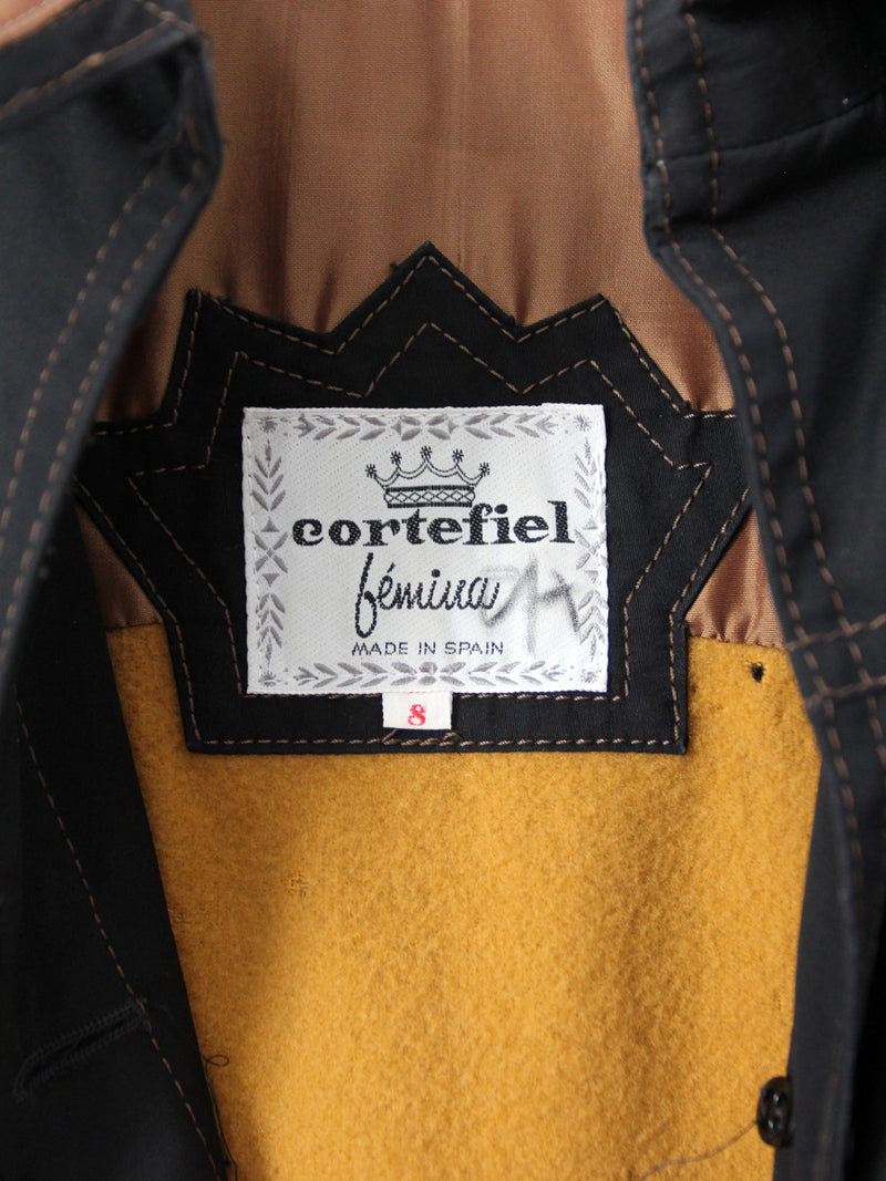 vintage Cortefiel black and tan trench coat 86 Vintage