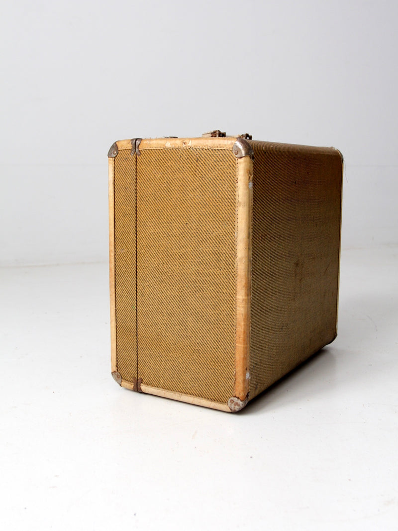 vintage square canvas suitcase