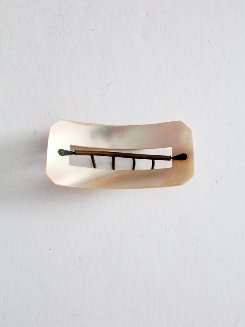 vintage mother of pearl hair brooch