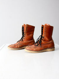 vintage women's lace up work boots - size 8