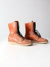 vintage women's lace up work boots - size 8