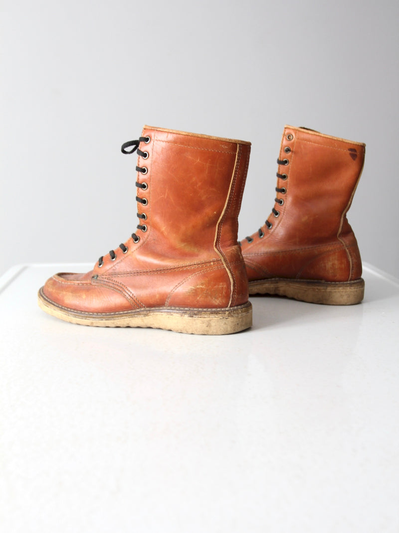 vintage women's lace up work boots - size 8