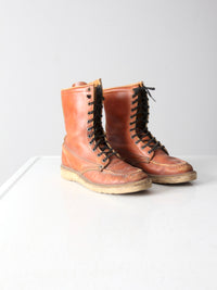 vintage women's lace up work boots - size 8