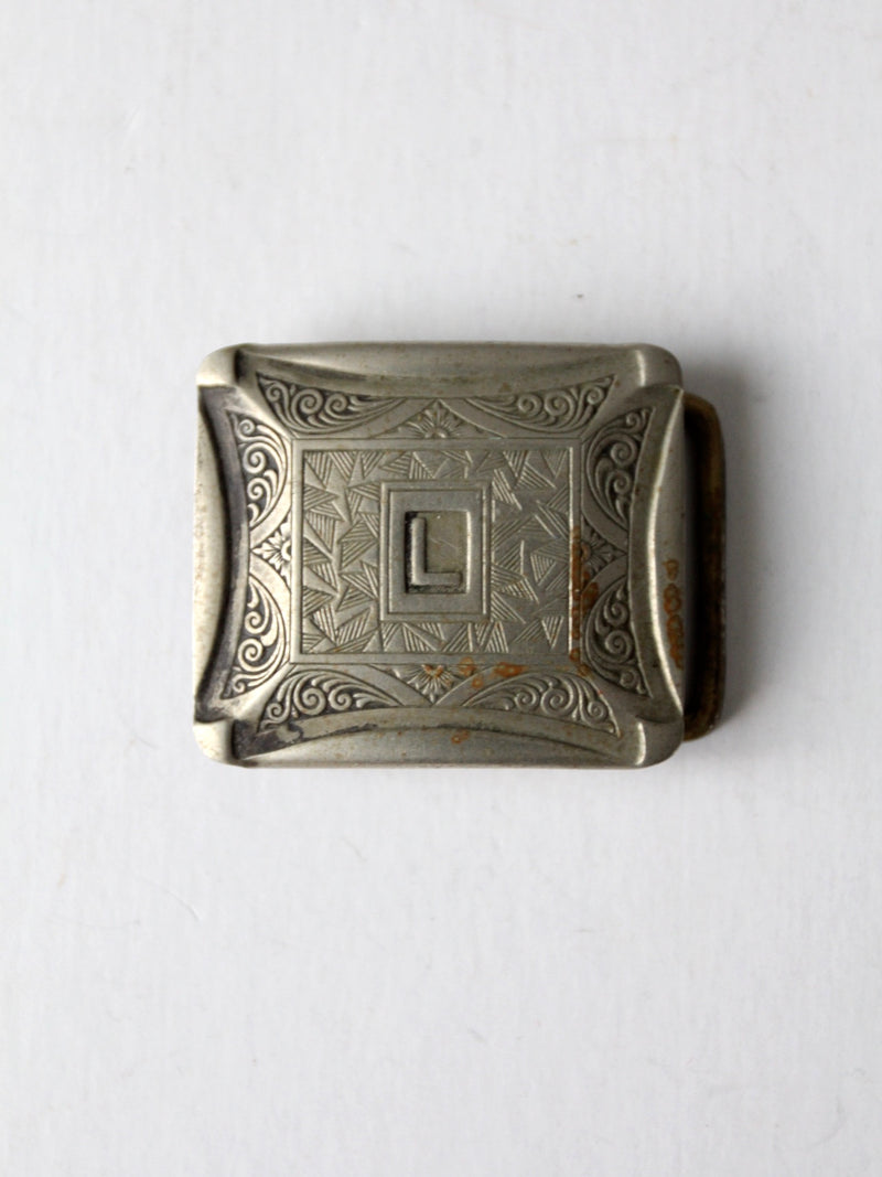 vintage silverplate monogram buckle