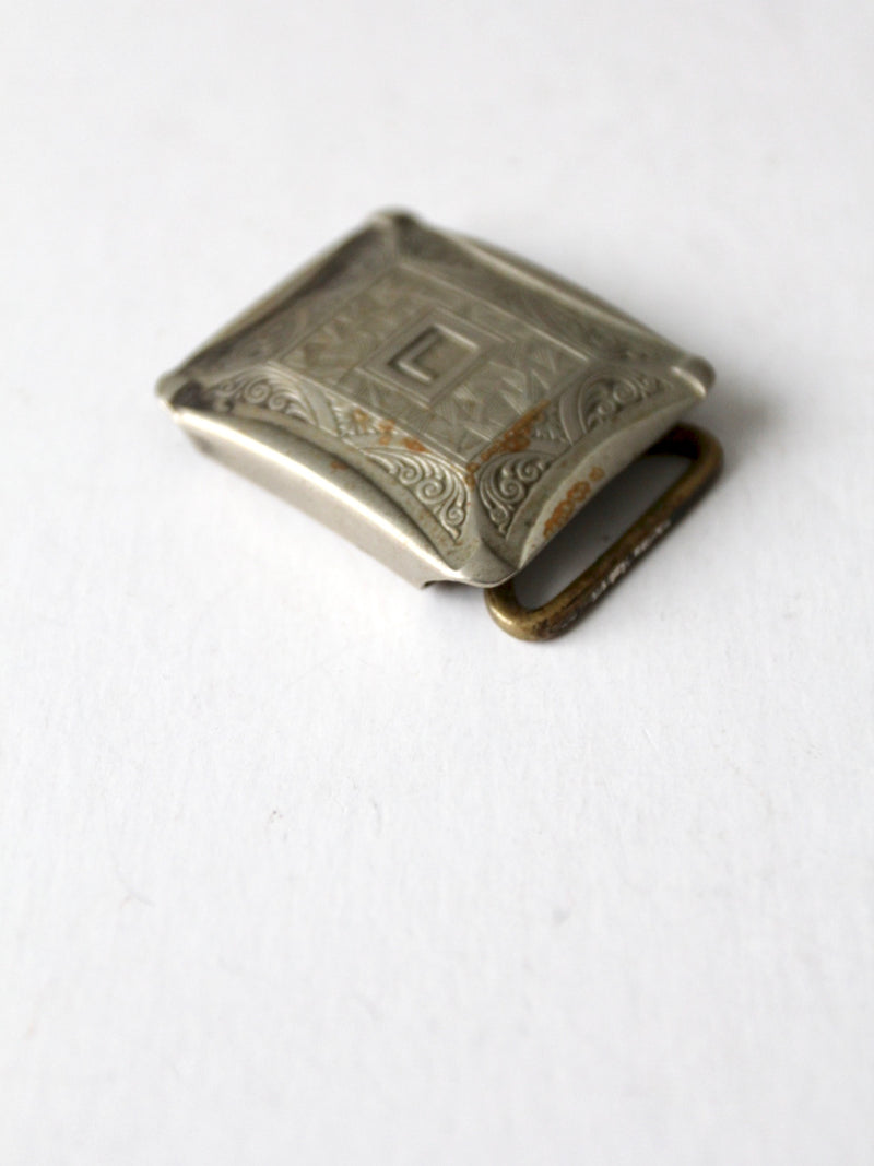 vintage silverplate monogram buckle