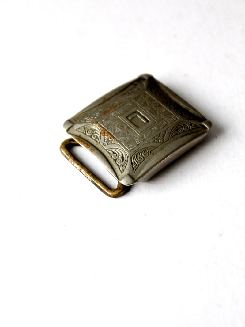 vintage silverplate monogram buckle