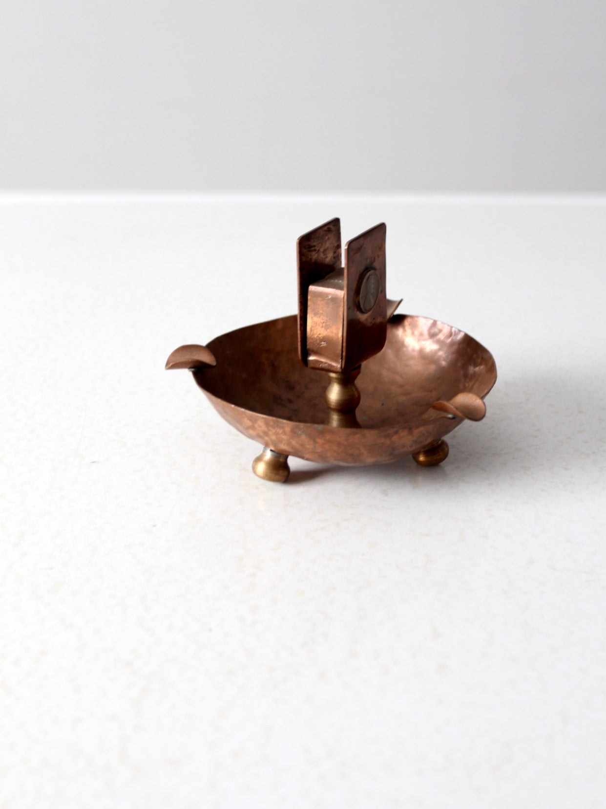 antique copper match holder ashtray