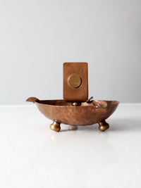antique copper match holder ashtray