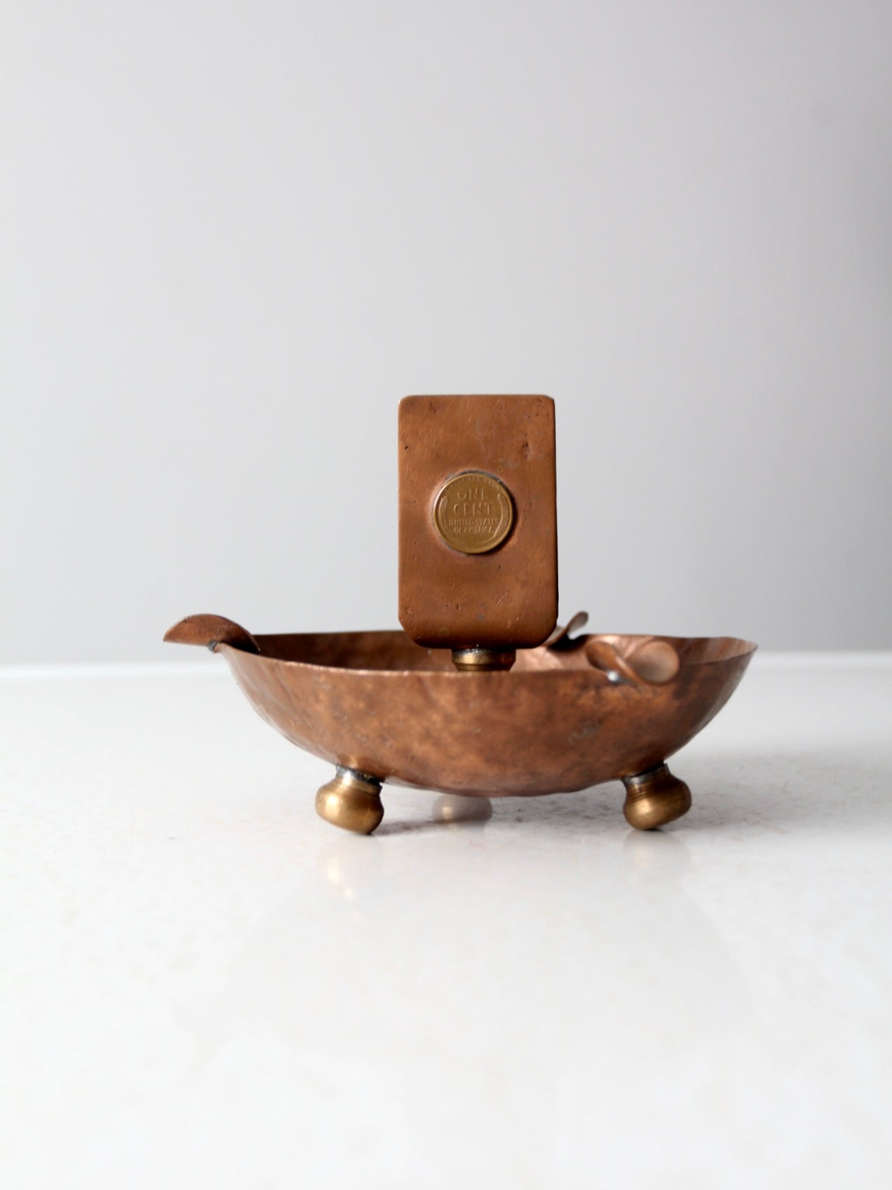 antique copper match holder ashtray