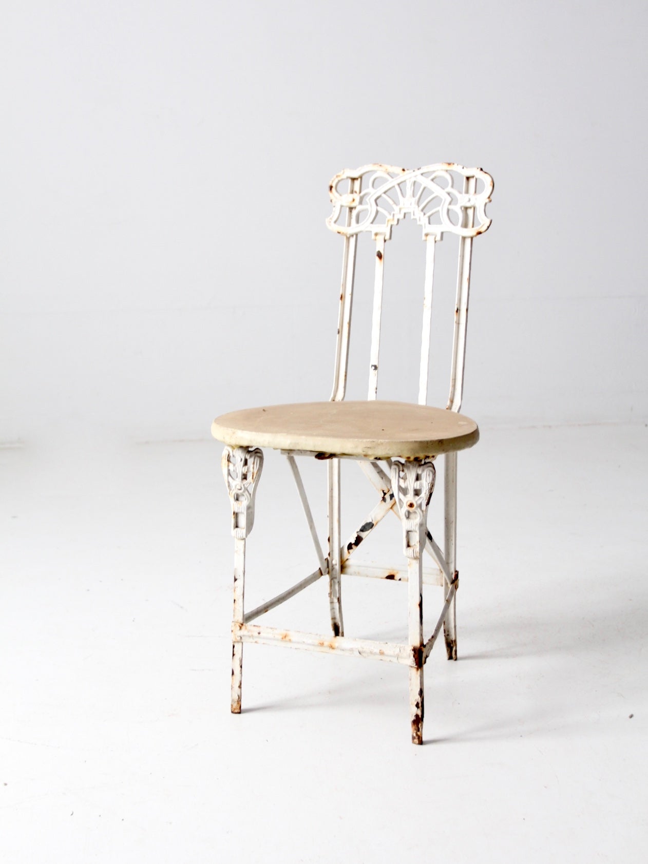 antique Victorian white iron garden chair