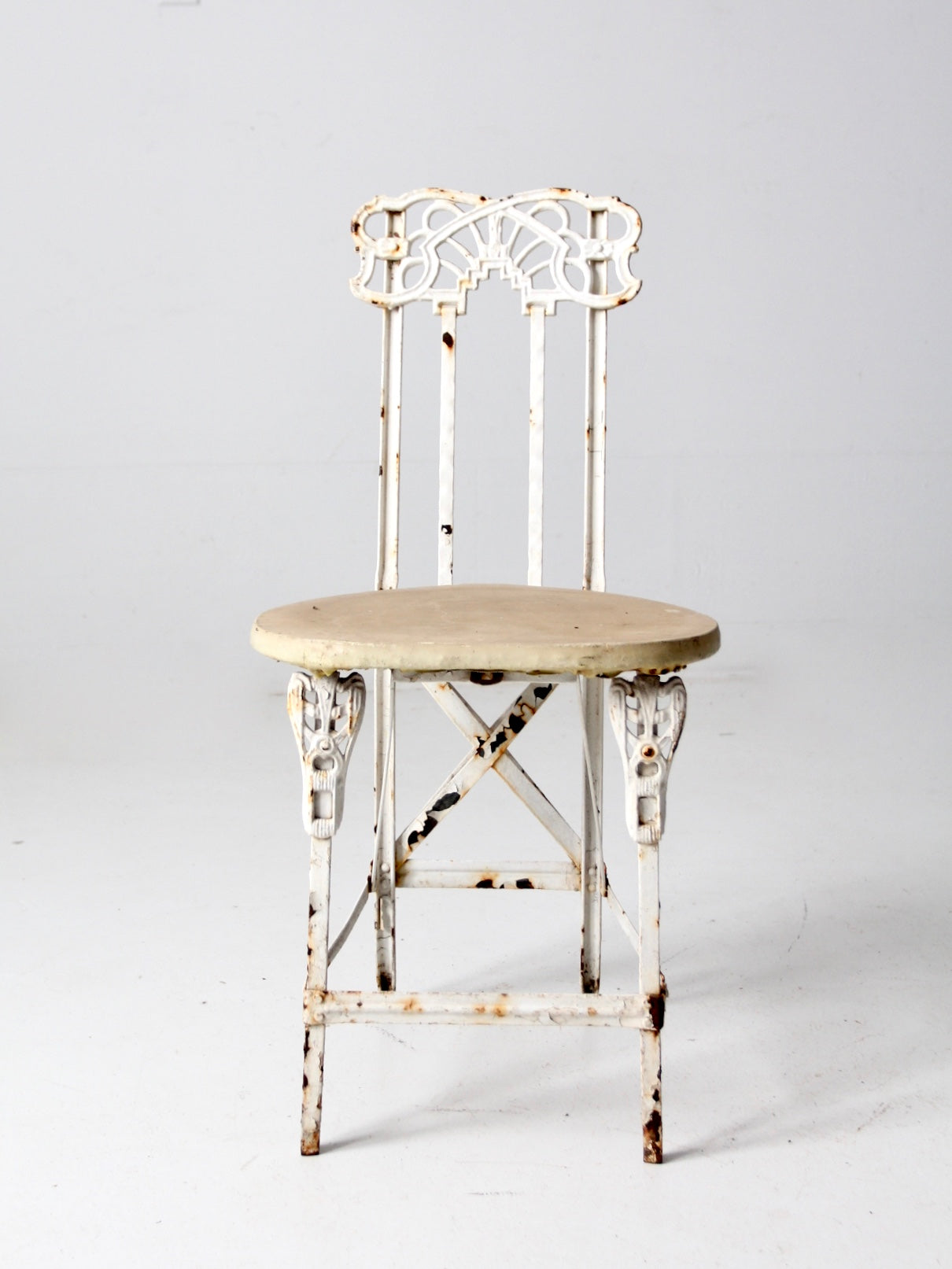 antique Victorian white iron garden chair