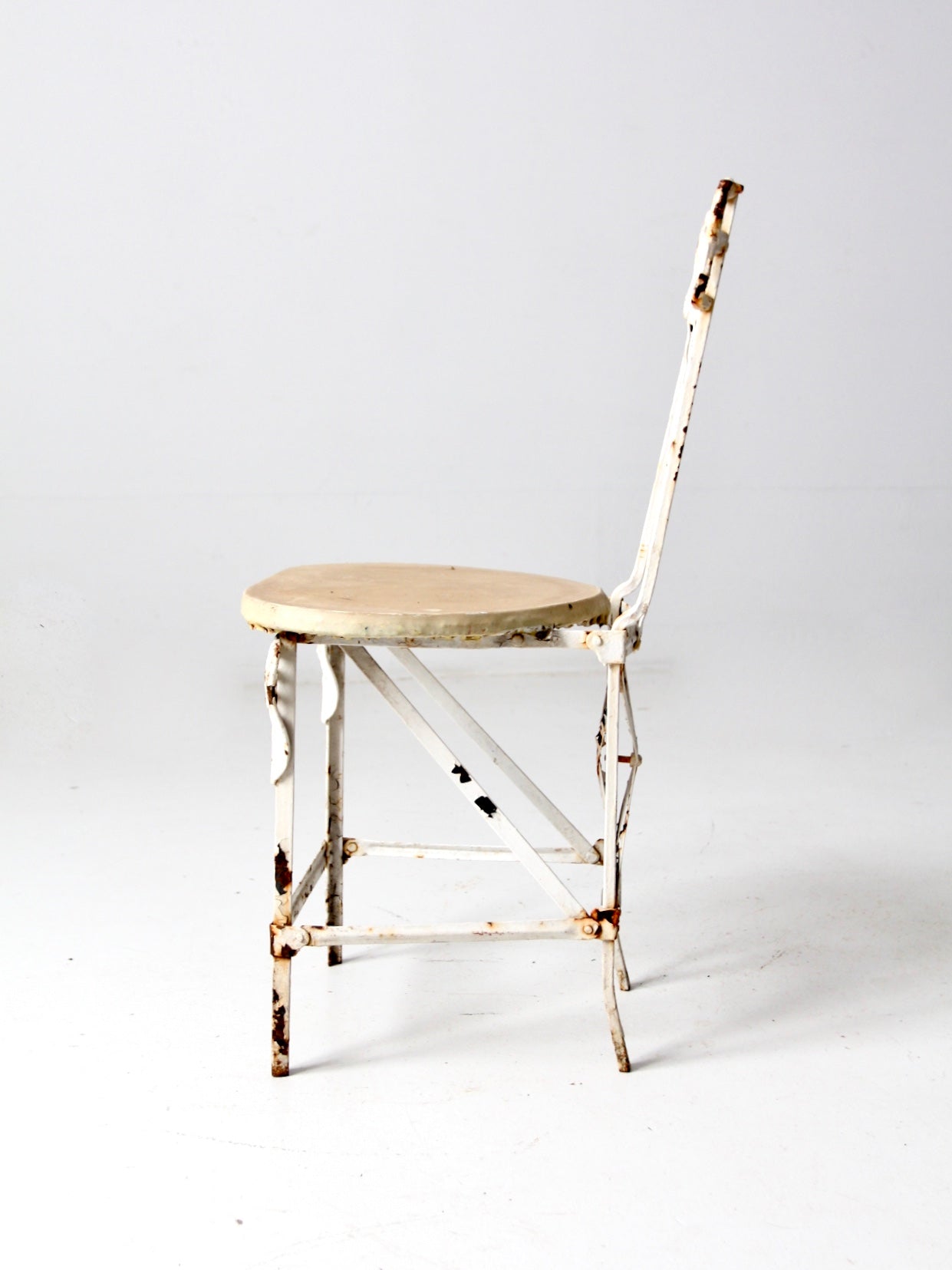 antique Victorian white iron garden chair