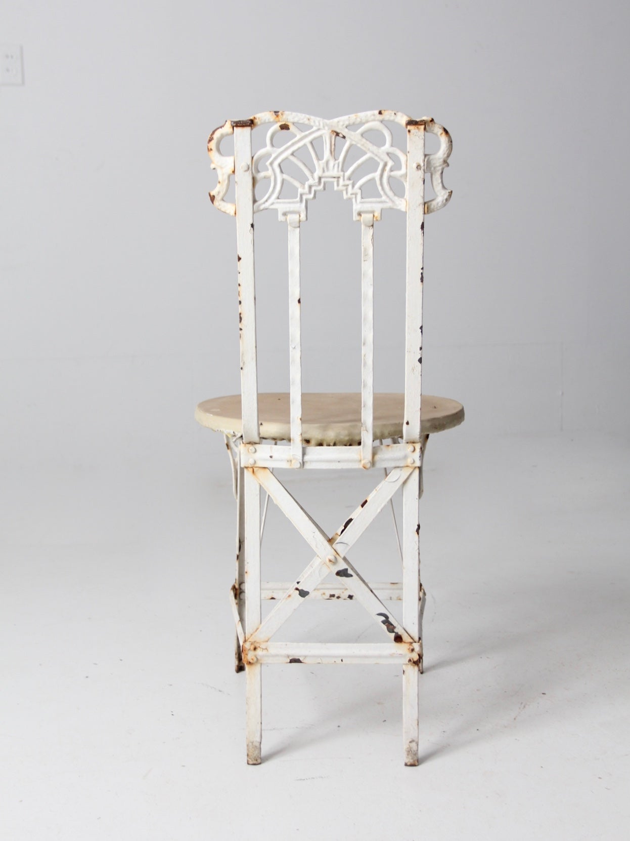 antique Victorian white iron garden chair