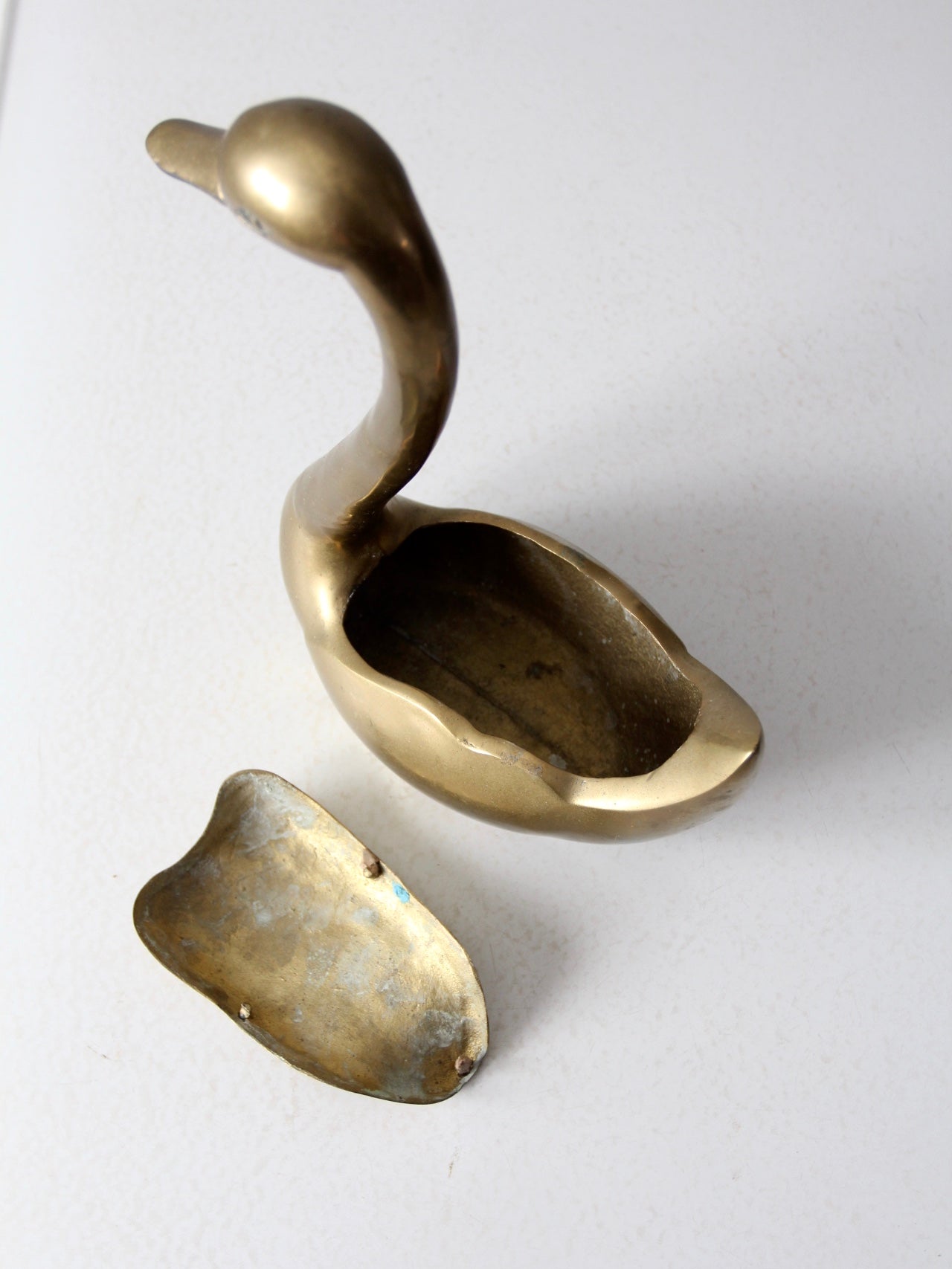 mid-century brass swan figure box