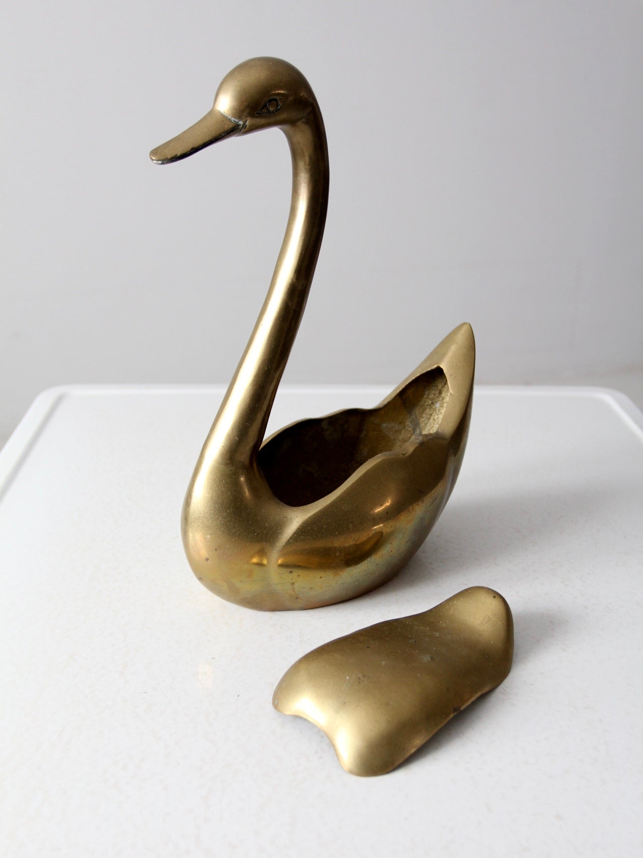 mid-century brass swan figure box – 86 Vintage