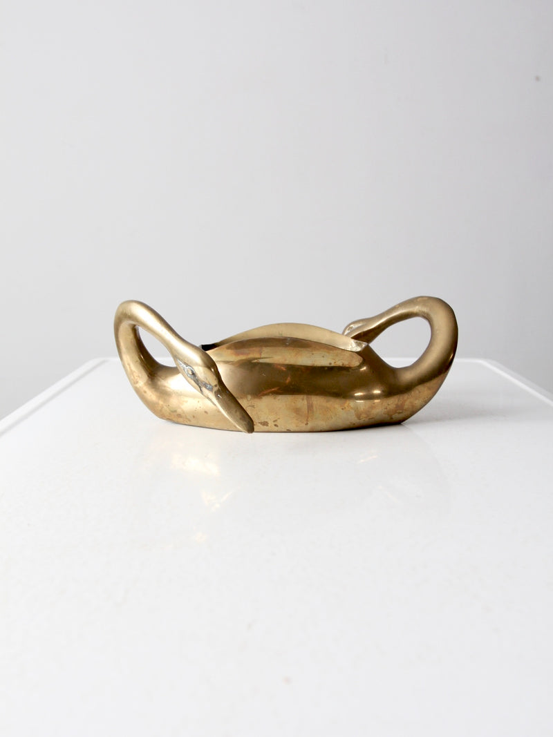 mid-century brass swan planter vase