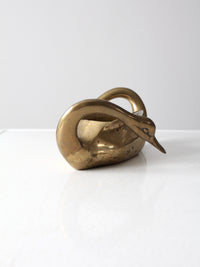 mid-century brass swan planter vase