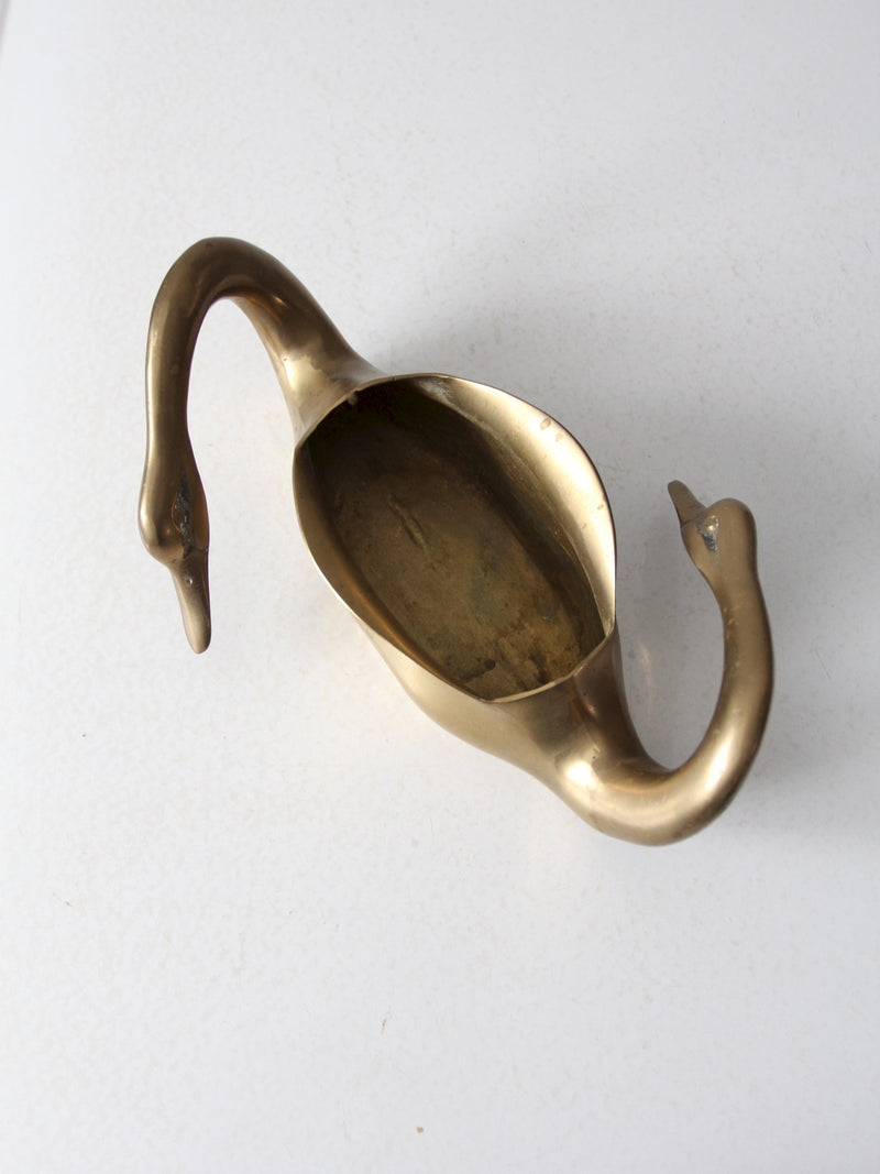 mid-century brass swan planter vase