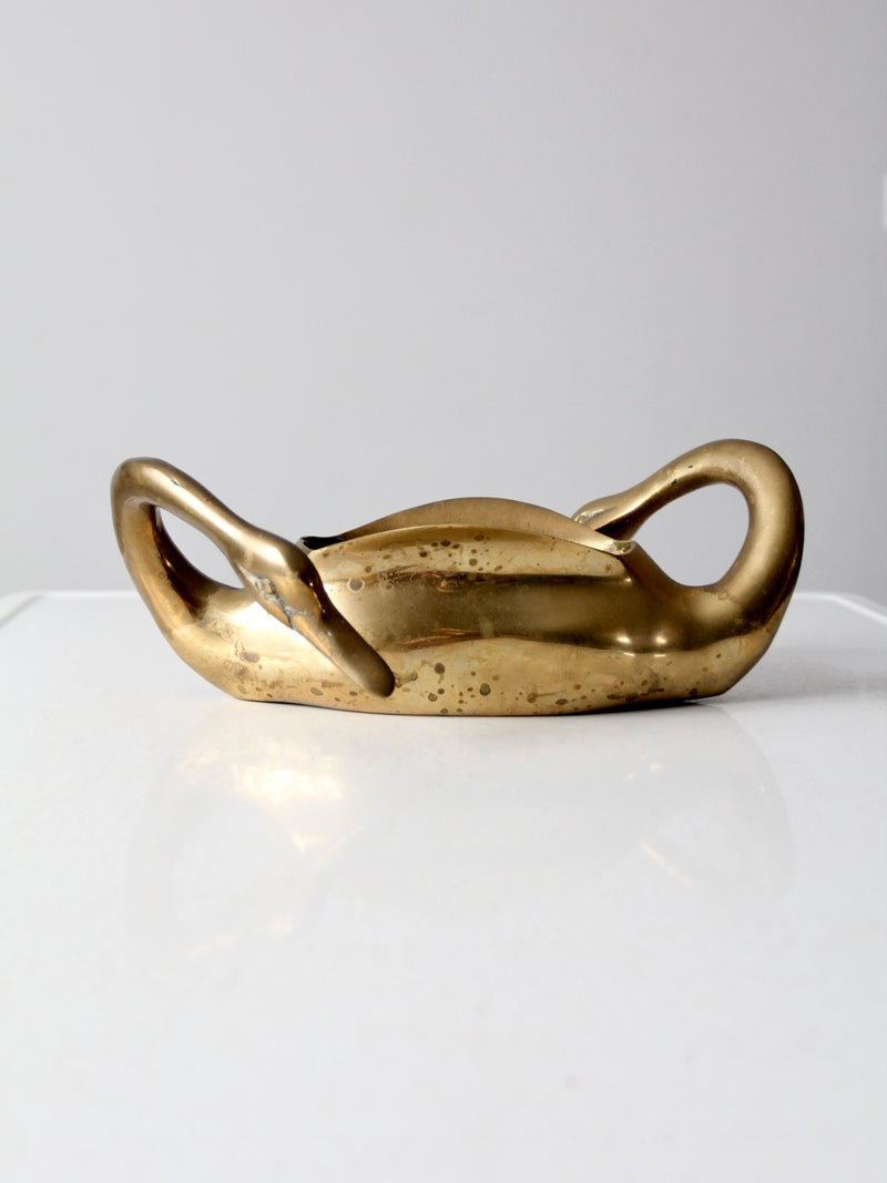 mid-century brass swan planter vase
