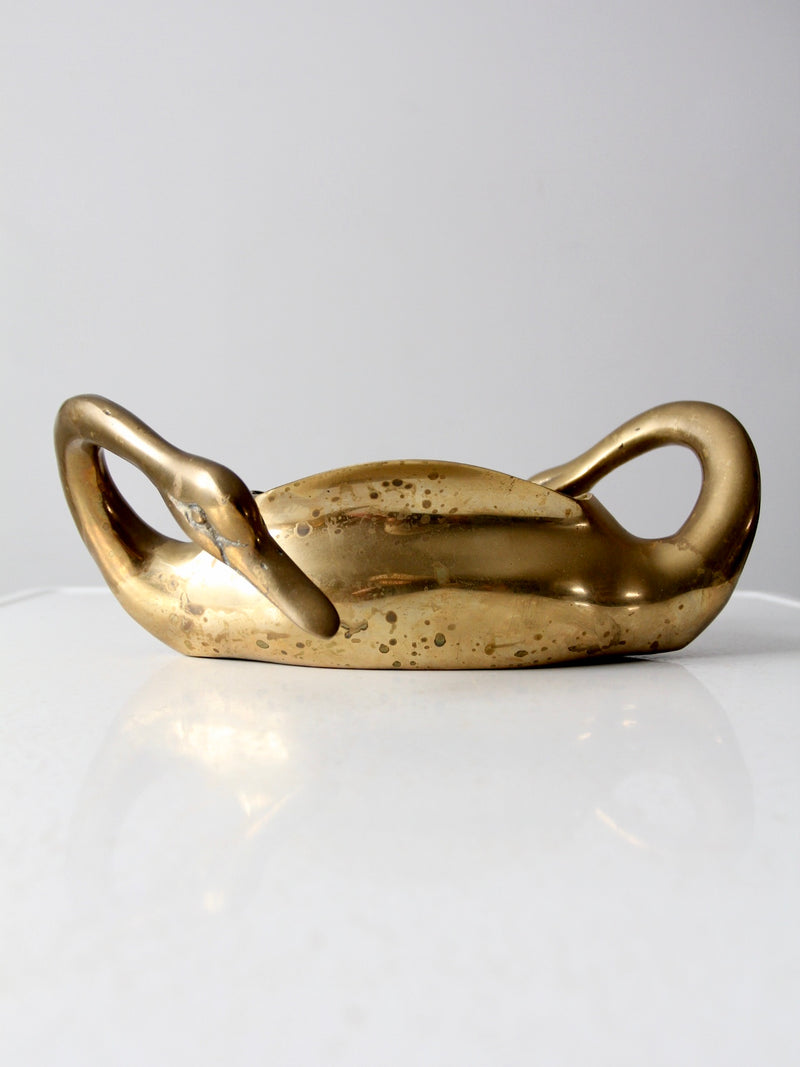 mid-century brass swan planter vase