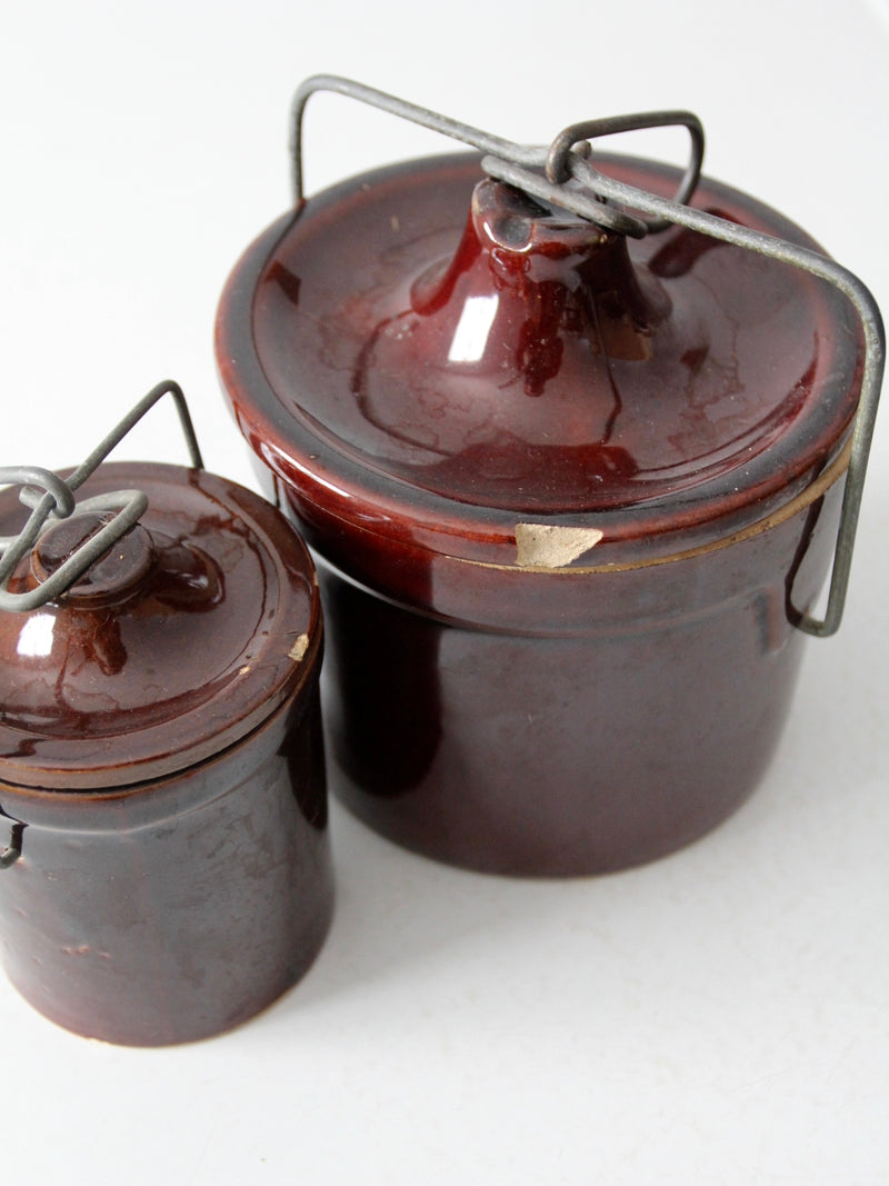 vintage stoneware kitchen jars with bail lock lids