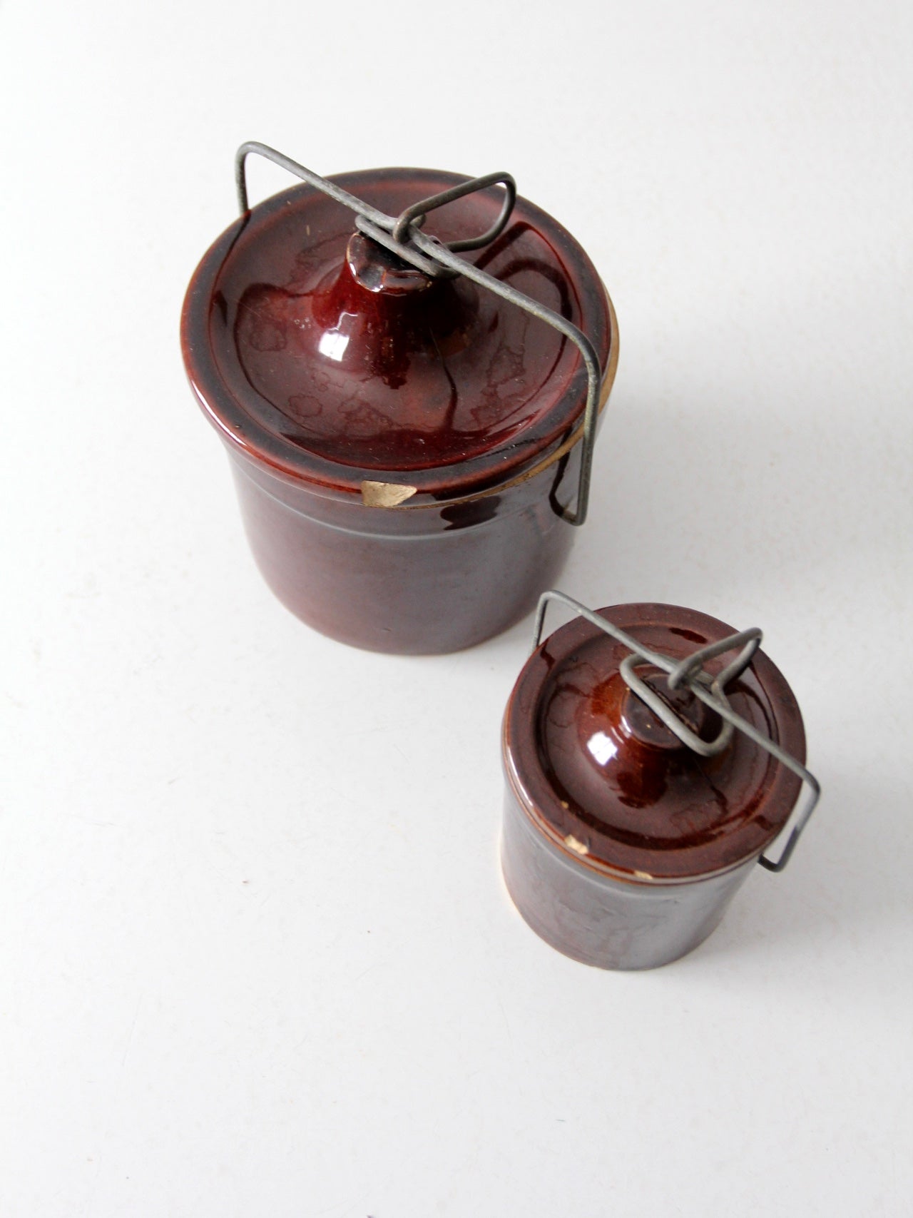 vintage stoneware kitchen jars with bail lock lids