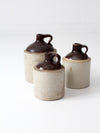 antique stoneware crock jug collection - set/3