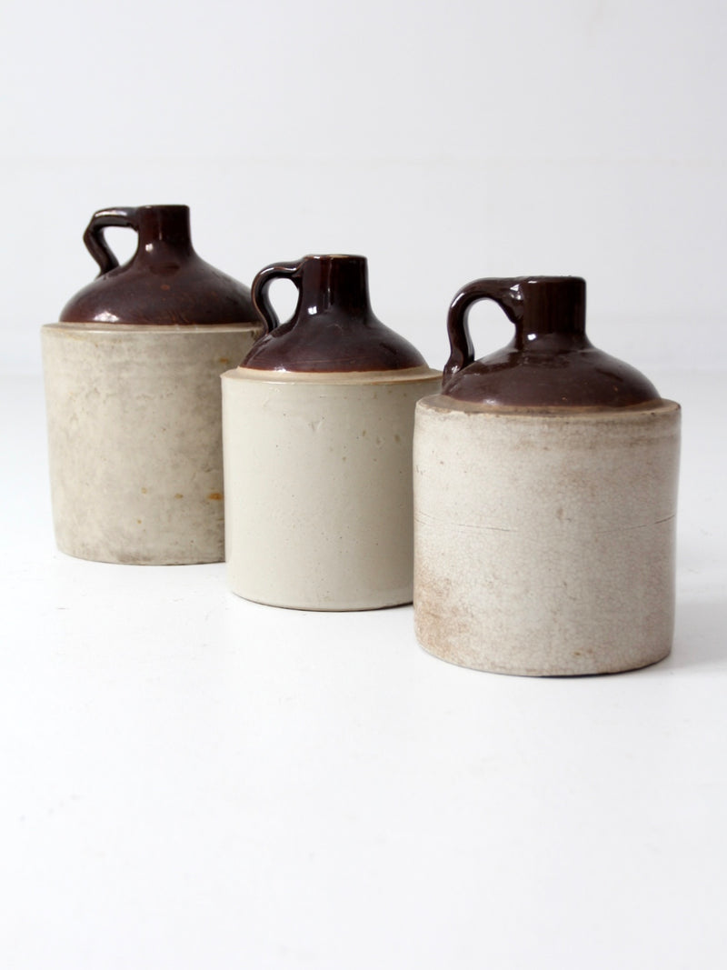antique stoneware crock jug collection - set/3