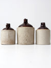 antique stoneware crock jug collection - set/3