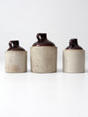 antique stoneware crock jug collection - set/3