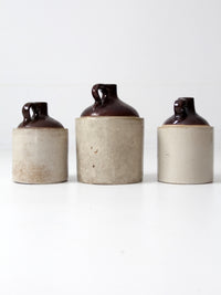 antique stoneware crock jug collection - set/3