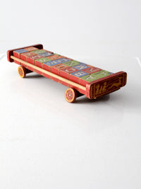 vintage Halsam toy cart with wooden blocks