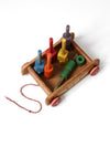 vintage Playskool wagon with wooden toy blocks