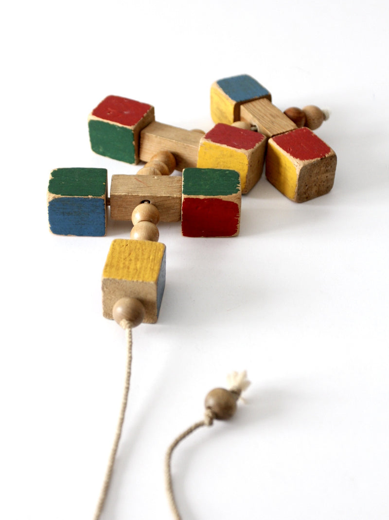 vintage wooden block pull toy