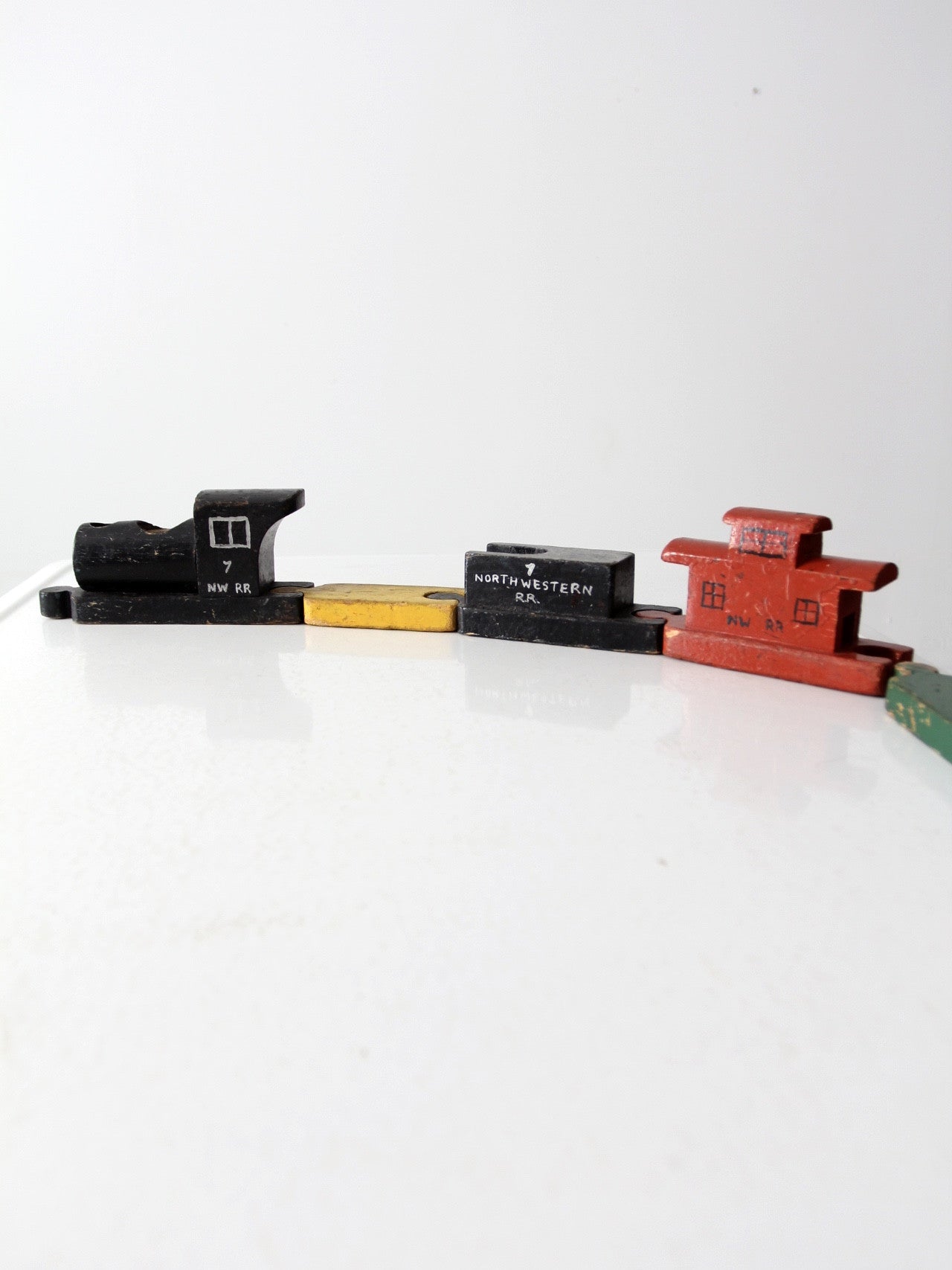 vintage toy train wooden blocks