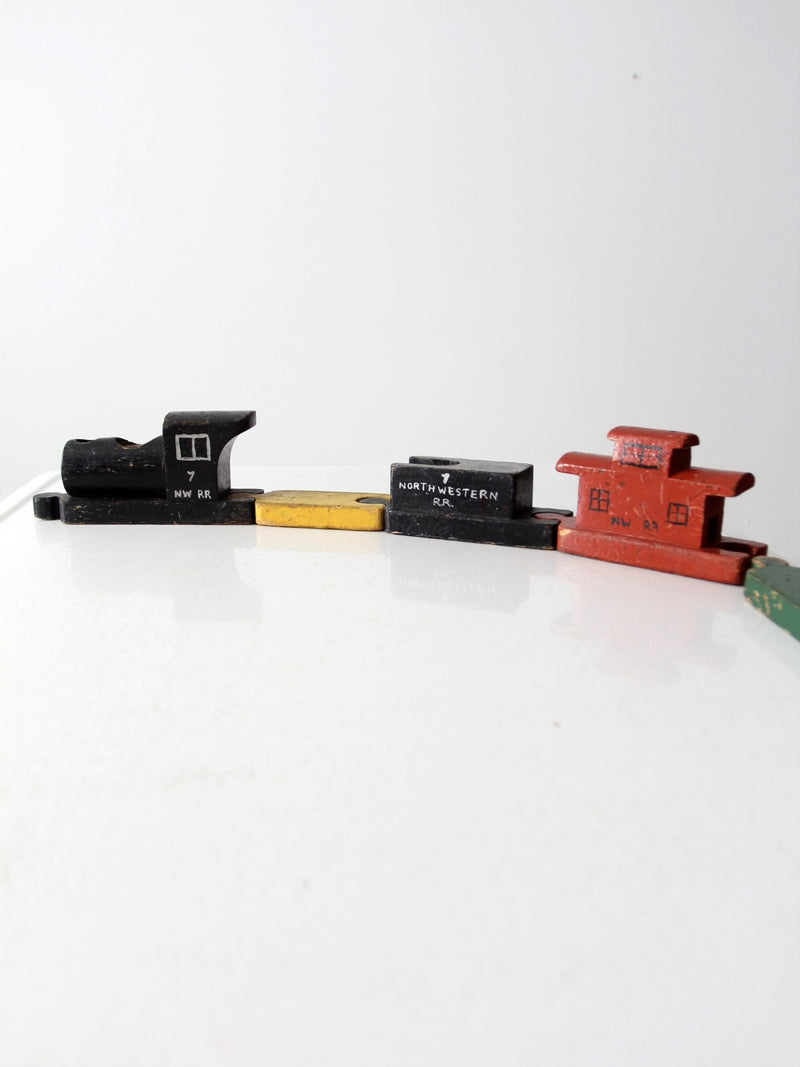vintage toy train wooden blocks