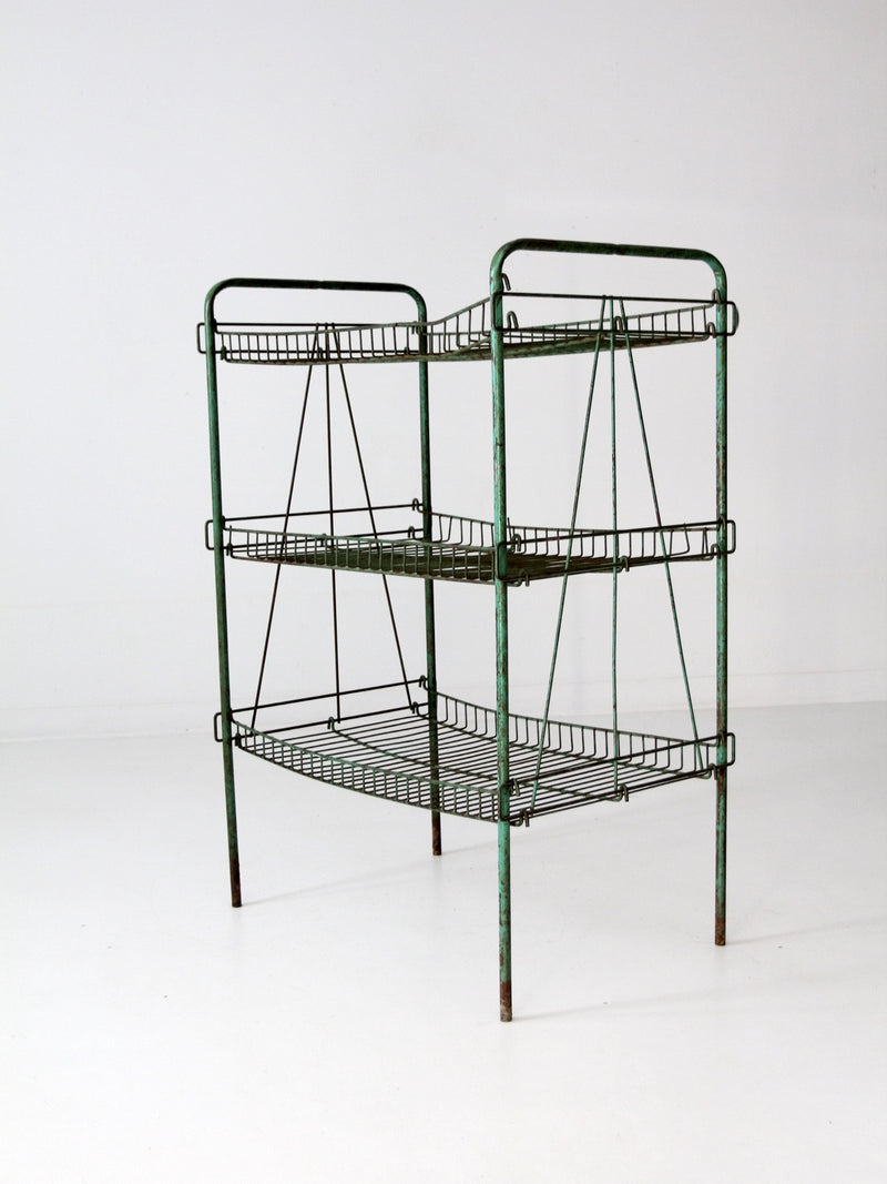 vintage industrial metal wire shelf