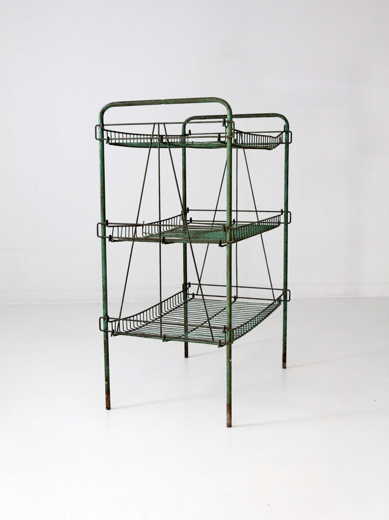 vintage industrial metal wire shelf