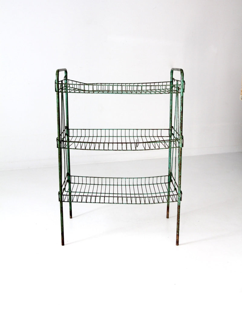 vintage industrial metal wire shelf