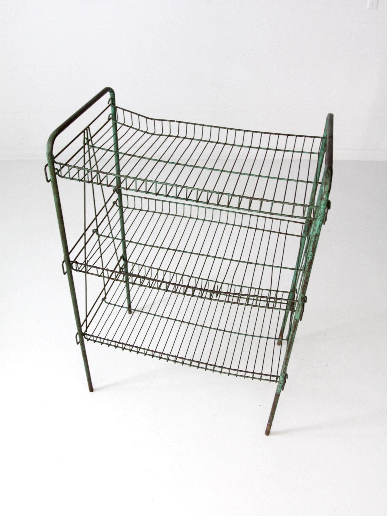 vintage industrial metal wire shelf
