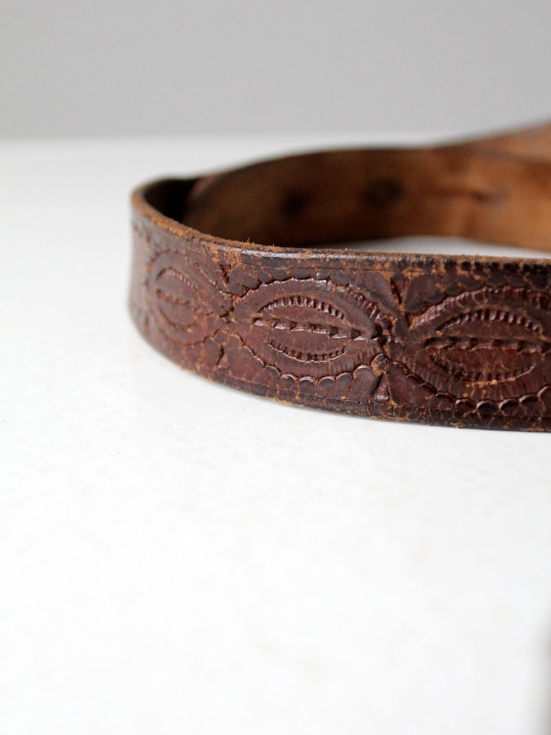 vintage tooled leather belt