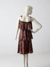vintage 70s tiered chiffon dress